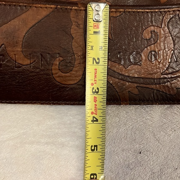 Plinio Visona Vintage Brown & Tan Embossed Leather Italian Laptop Case Purse - Picture 8 of 8